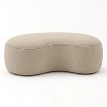 Puff Feijão Orgânico Decorativo em Linho 90cm D26 para Sala Quarto Recepção - Bege - Visão 3
