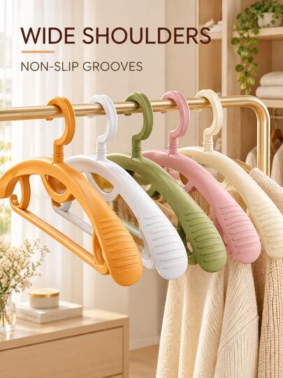 Multifunctional Non-Slip Shoulder Grooved Hanger, Space-Saving Closet Storage & Drying Rack, Suitable For Home Storage And Renters