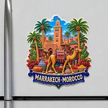 Marrakech Morocco Fridge Magnet, A Camel Market Story Among Palms And Spices For Adventurous Kitchen Daydreams For All Metal Surfaces Throughout The Home - A - View 2