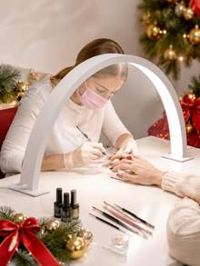 15.74 In/21.65 In White/Pink Half Moon Nail Lamp,USB Push Button Plug Desktop Lamp,For Nail Fill Lighting, Vanity, Handmade Desk, Nightstand,Monochromatic White Light.(Please Choose The Size That Best Suits Your Needs) - white light - View 12