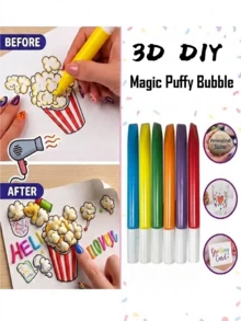DOWMOO 12pcs Set 3D Dimensional Puffy Texture Pigment For Canvas & Fabric Painting, Thermal Expanding Relief Craft Paint Squeezer For DIY Greeting Cards And Scrapbooking Home Decor, Multi-Color - Multiple Styles - View 7