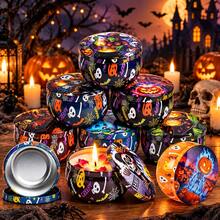 DIY Candle Making Kit, 10pcs 2.5oz Halloween Pattern Empty Candle Jars With Lids, Includes Candle Wicks, Wick Stickers And Wooden Wick Holders, Handmade Candle Craft Materials, Halloween Party Decoration Gifts - Halloween - View 1