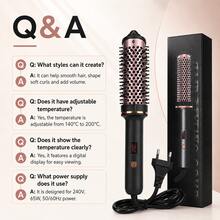 3-In-1 Heated Round Brush, Straightener And Curler With Digital Display, For Straightening, Big Waves, Root Volume, Fullness And Smooth Hair Texture, Women's Hair Styling Tool - Black - View 12