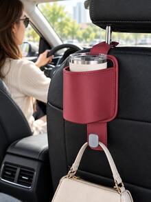 Multifunctional Car Seat Back Hook, 2-In-1 Car Hook And Cup Holder, Car Interior Accessory, Rear Seat Clip-On Beverage Holder Organizer, Universal Car Seat Back Cup Holder, Car Interior Supplies, Hidden Multifunctional Storage Hook For Rear Seat, Thickened Design - Multicolor - View 5