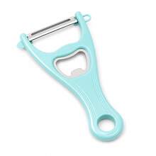 1pc Multi-Function PP Stainless Steel Vegetable Peeler & Bottle Opener, Yanng 2-In-1 Fruit Peeler With Beer Bottle Opener, Sharp Blade Ergonomic Handle Peeling Tool, Suitable For Potato, Apple, Cucumber And Other Daily Kitchen Use - Multicolor - View 2