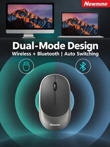 Newmine Wireless Dual-Mode Bluetooth Rechargeable Mouse Air Black-Grey Silent Ergonomic Mouse Office Gaming Compact Portable 3-Level DPI Compatible With Apple Mac Matebook Laptop IPad Air-02 - View 8