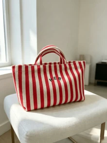 Dedoo Casual Minimalist Letter Canvas Tote Bag, Solid Color Women's Handbag, Versatile Shoulder Bag For Shopping, Outings, Students, Office Workers & Moms - Multicolor - View 10