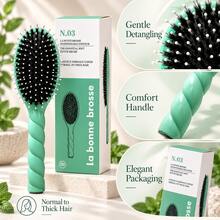 Elegant Detangling Hair Brush With Rounded Massage Tips, Soft Flexible Bristles And Twisted Comfort Handle For Smooth Daily Hair Care, Styling And Scalp Massage - Multicolor - View 5