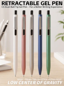 Metallic Matte Pen Barrel, Quick-Dry CS Dual-Ball Tip, Retractable Gel Pen - Black Ink Refill - View 3