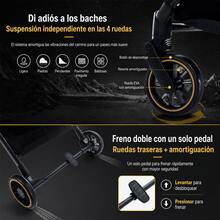 Cochecito de bebé plegable con un solo clic, toldo para el sol, modo silla de comer, modo juego, modo totalmente reclinado, gran espacio de almacenamiento, envío local, envío gratis - Negro - Ver 9