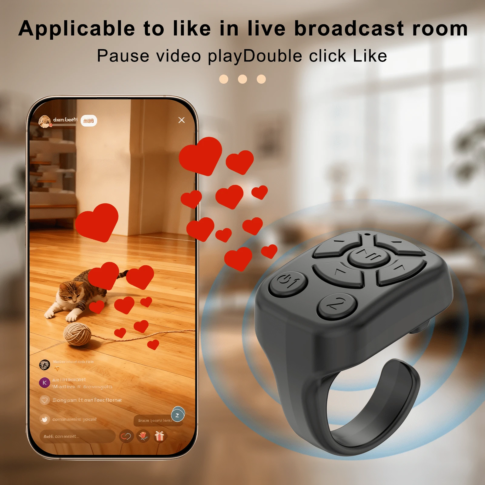 多功能鈴聲遙控器 無線翻頁器 便攜式相機快門 適用平板 Android 可充電 App 翻頁 30mAh