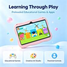 4GB RAM + 64GB ROM / 7-Inch Tablet / Quad-Core 1.3GHz / Android 13 MTK6735 / 1280x800 HD IPS Display / 2MP+5MP Camera / 4000mAh Battery / WiFi, Parental Control, Education, Gaming / ABS Plastic + Silicone, Education Tablet - Blue - View 5