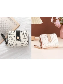 Women's Mini Wallet, Cute Cat Pattern, Small Zipper Coin Purse With Multiple Card Slots And Wrist Strap - Lightweight And Portable, Can Hold Cash, ID And Coins, Large Capacity Short Wallet, Fashionable And Adorable Faux Leather Coin Pouch, Suitable For Daily Use, Commuting, And An Ideal Gift For Friends And Family. - Multicolor - View 19