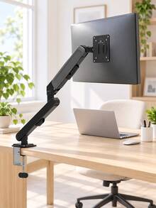 1pc Adjustable Gas Spring Single Monitor Arm For 13-34 Inch Screens, 2-10kg Load, VESA 75x75mm And 100x100mm, Tilt Swivel Desk Mount With Cable Management, Clamp And Grommet Base, Iron And Plastic, For Home Office, Gaming And Workstation - View 7