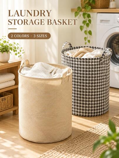 1PC Large Capacity Dirty Laundry Basket, Fabric Laundry Hamper For Clothes, Bedding, Toys Storage, Portable Laundry Basket For Bedroom, Bathroom, Laundry Room, Dorm, Multi-Functional Organizer Basket, Multiple Sizes Available