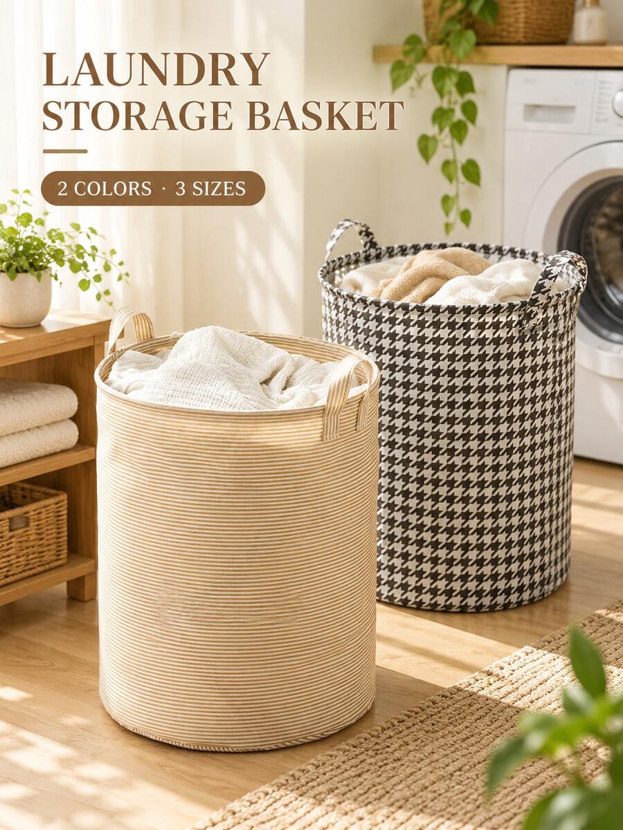 1PC Large Capacity Dirty Laundry Basket, Fabric Laundry Hamper For Clothes, Bedding, Toys Storage, Portable Laundry Basket For Bedroom, Bathroom, Laundry Room, Dorm, Multi-Functional Organizer Basket, Multiple Sizes Available - Multicolor - View 1