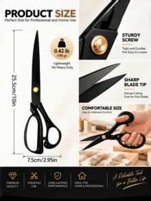 1 PC Professional Heavy Duty Fabric Scissors, Tailor Sewing Shears For Dressmaking, Leather, Denim & Fabric Cutting, Ergonomic Handle - Multi-color - View 11