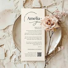 Personalized Wedding Menu Cards, Customized Wedding Dinner Menu, Minimalist Thank You Cards, Wedding Table Decor, Customizable Event Menu Cards, Personalized Cards, Suitable For Wedding Banquet, Wedding Party, Wedding Thank You Napkins, Printable Thank You Letters, Table Setting Thank You Cards, Menu Thank You Cards - Card - View 2