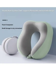 Ergonomic U-Shaped Neck Pillow With Storage Bag, Memory Foam Travel & Office Use, Removable Machine Washable Cover, Lightweight Portable Neck Pillow - Multicolor - View 4