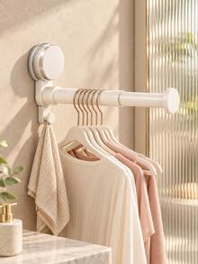 2/1pc Balcony Clothes Rack Storage Organizer, Drill-Free Multi-Function Hooks, Telescopic Clothes Rack And Storage Rack, Home Multi-Function Wall-Mounted Telescopic Drying Rack With Suction Cups, No-Trace, Suitable For Home Balcony - Multicolor - View 5