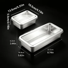 Stainless Steel Multi-Function Tiramisu Tray, Food Storage Container With Steel Lid, Stackable Refrigerator Organizer, Suitable For Home Bread Fermentation, Meal Prep, Raw Meat And Seafood Marinating, Picnic And Multi-Purpose Kitchen Baking Tool - Multicolor - View 18