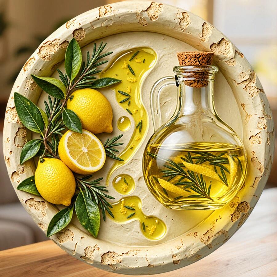 Lemon And Rosemary Kitchen Still Life Fridge Magnet, A Mediterranean Pantry Daydream For Cozy Home Cooking For All Metal Surfaces Throughout The Home - A - View 1