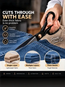 1 PC Professional Heavy Duty Fabric Scissors, Tailor Sewing Shears For Dressmaking, Leather, Denim & Fabric Cutting, Ergonomic Handle - Multi-color - View 8
