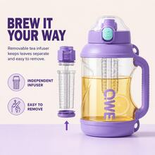 QWEPPSU 1600ml Large Capacity Water Bottle With Tea Infuser, Scale, Straw, Handle, Heat-Resistant, For Fitness, Tea Brewing, And Sports - Lilac Purple - View 1