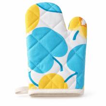1pc Padded Oven Mitt With Blue And Yellow Print, Kitchen Pot Holder With Hanging Loop For Cooking And Baking - View 3