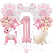 Pink Dog Number Foil Balloon Bouquet Set, Durable Air‑Tight Aluminum ...
