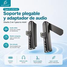 2-In-1 Type-C To 3.5 Mm Adapter With Foldable Support | Hi-Fi Audio, Smart DAC, And Hands-Free - Black - View 4