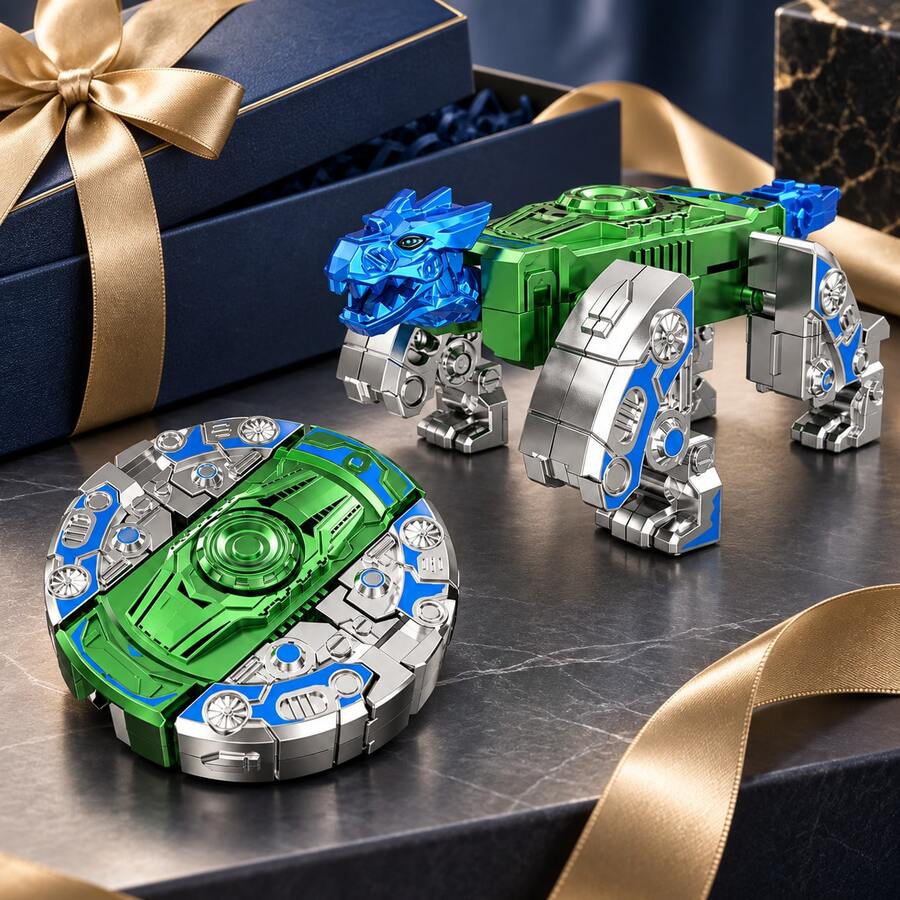 1pc Green Silver Blue Mecha Beast , Dual Form Transformable Mechanical Animal Toy, Cool Stress Relief Toy For Teen Collectors