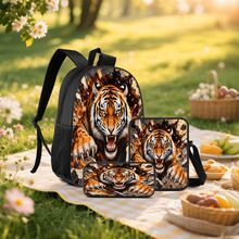 Set 3 Buah Motif Raungan Harimau Realistis 2D, Kantong Jala Elastis Samping untuk Botol Minum, Tali Bahu Lebar, Tebal, Bernapas, dan Dapat Diatur, Tas Penyimpanan Harian Modis untuk Bepergian dan Beraktivitas di Luar Rumah - Tas bercetak - View 7