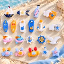 20pcs Ocean Style Clog Shoe Charms, ABS Resin Sailboat, Starfish, Crab, Anchor Design, Summer Beach Sandals Decoration Accessories - Ocean Beach Style - 20PCS - View 1