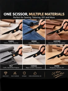 1 PC Professional Heavy Duty Fabric Scissors, Tailor Sewing Shears For Dressmaking, Leather, Denim & Fabric Cutting, Ergonomic Handle - Multi-color - View 9