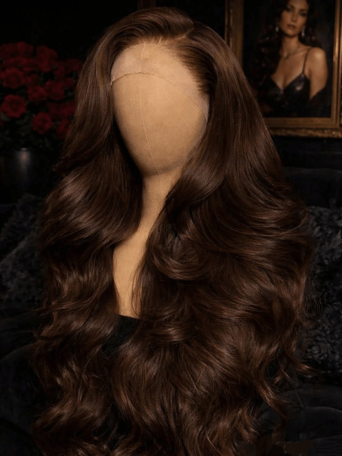 200% Chocolate Brown Body Wave Wig Blended Hair Wigs 13X4 Lace Front Wig #4 Light Brown Long Body Wave 5x5 Lace Closure Wig Pre Plucked Hairline Transparent Lace Frontal Wig Christmas Gifts For Women, Halloween