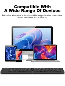 Keyboard Lipat, Keyboard Lipat Ganda, Keyboard Bluetooth Tablet, Keyboard Nirkabel untuk PC Versi Android Ringan dan Ringkas, Keyboard Portabel, Cocok untuk Rumah, Kantor, dan Perjalanan Bisnis, Warna Hitam - View 3
