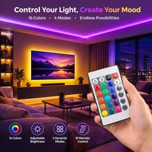 1 pieza Tira LED RGB autoadhesiva con control remoto de 24 teclas, luz ambiental cortable alimentada por batería para dormitorio, sala de juegos, boda, ventana & decoración DIY festiva (Baterías no incluidas) - Teclado de 24 teclas DCH - Ver 4