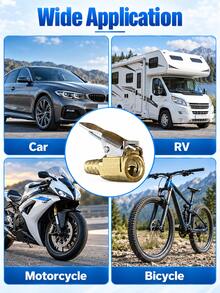 6pcs Brass Tire Inflation Valve Set, Includes 5 Valve Caps, Heavy Duty Auto Locking Air Pump Nozzle, Leak-Proof Quick Connector, Suitable For Car, Motorcycle, Bicycle, RV Tire Inflation And Repair Accessories - A - View 6