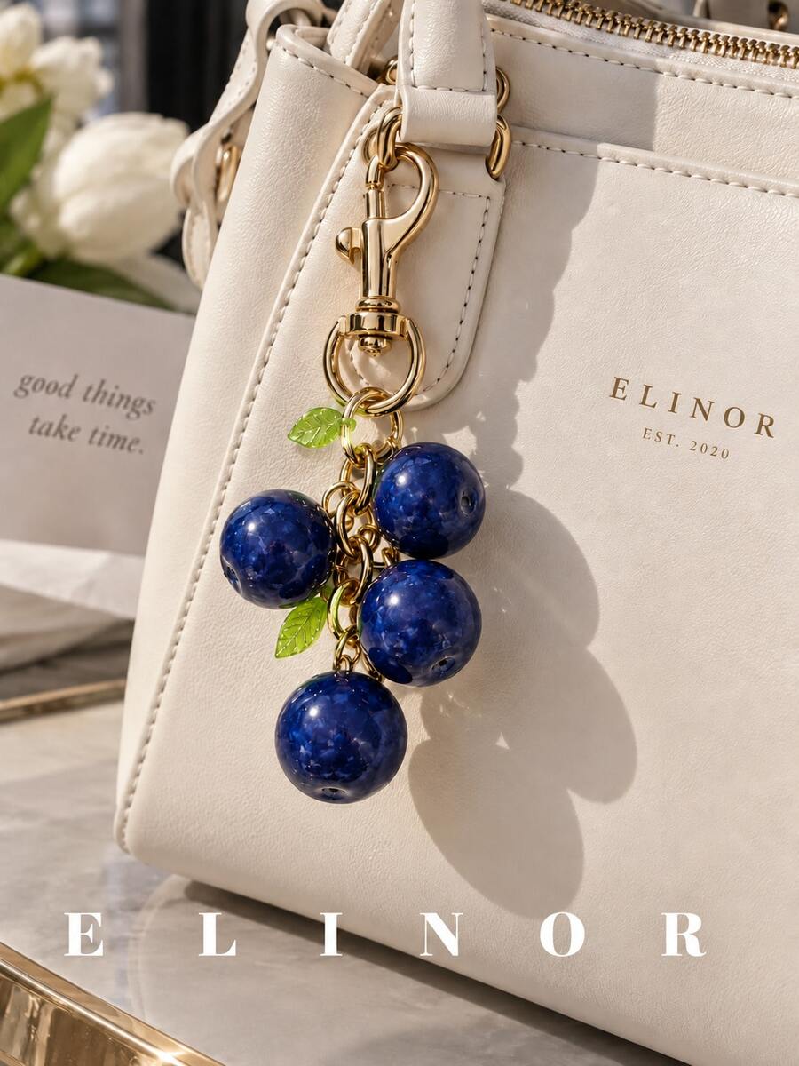 XD Fun Realistic Blueberry Keychain Bag Pendant, Women's Bag Accessory, Exquisite Car Key Charm Suitable For Daily Outfit Accessory/Holiday Gift - Multicolor - View 1