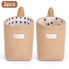 2pcs Multi-Functional Jute Mini Storage Baskets, Foldable With Handle Desktop Organizer, Suitable For Stationery, Cosmetics, Snacks, Toys And Flower Pots, Home Office Bedroom Bathroom Use, Holiday Gift - Multicolor - View 15