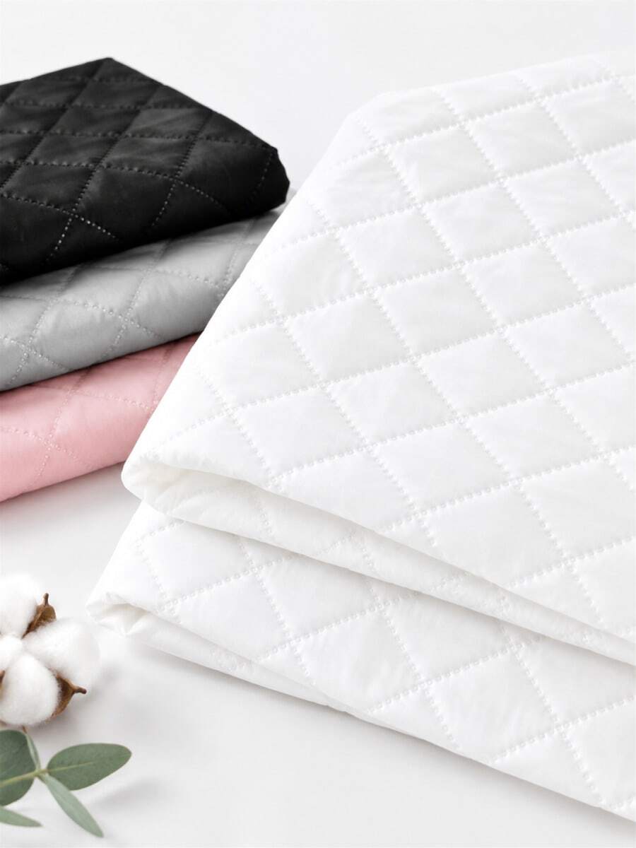 White Grid Stitch Quilted Padded Fabric, Lightweight Soft Woven Padded Cloth, Suitable For Clothing Lining, Bags, Garments, DIY Sewing Crafts And Home Sewing - Multicolor - View 1