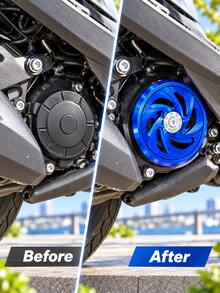 Motorcycle Engine Fan Cover CNC Aluminum Alloy Scooter Transmission Cover Spiral Design Side Cover Racing Style Motorcycle Accessories Modified Scooter Parts Colorful Decorative Engine Cover Universal Motorcycle Upgrade Parts - A - View 6