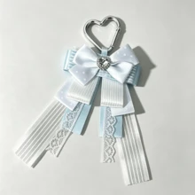 1pc Heart Buckle Satin Ribbon Bow Bag Charm, Lace Long Ribbon Polka Dot Woven Tape Anime Cosplay Live Concert Lolita Ita Bag Idol Support Fabric Rose Plush Wing Decoration Accessory Sweet Style Otaku Collection Handmade Peripheral Ornament - A - View 23
