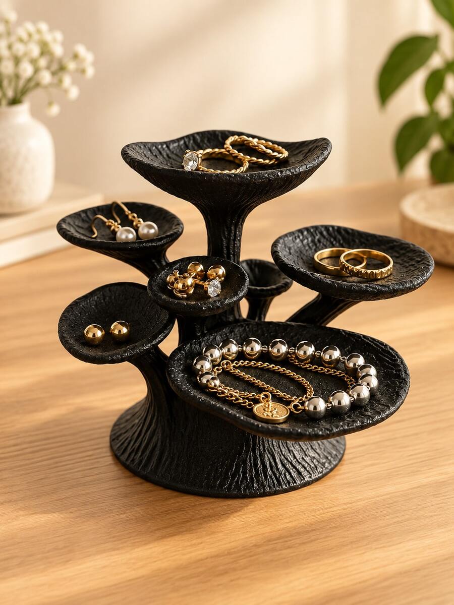Multi-Layer Decorative Storage Tray, Creative Desktop Ornament Organizer, Suitable For Rings, Necklaces, Earrings And Small Accessories, Artistic Desktop Display Stand, Fashion Home Decor For Vanity And Bedroom - Multicolor - View 1