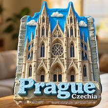 Prague Czechia Fridge Magnet, A Gothic Cathedral Story For Fairytale Kitchen Travel Dreams For All Metal Surfaces Throughout The Home - A - View 1