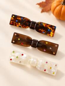 Korean Style Acetate Polka Dot Bow Oval Hair Clip For Women, Frontal Side Bangs Clip, Duckbill Hair Pin Hair Accessory - Multicolor - View 8