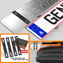4 Sets EU Standard License Plate Holders, 520x110mm Universal License Plate Frame For Front And Rear European License Plates (Except Austria), ABS Material Car Registration Plate Replacement, Stable Anti-Vibration, Easy Installation, Secure Fit, Includes Screws And Adhesive Pads - XC-w319 - View 2
