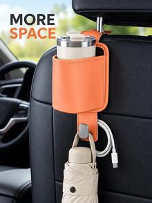 Multifunctional Car Seat Back Hook, 2-In-1 Car Hook And Cup Holder, Car Interior Accessory, Rear Seat Clip-On Beverage Holder Organizer, Universal Car Seat Back Cup Holder, Car Interior Supplies, Hidden Multifunctional Storage Hook For Rear Seat, Thickened Design - Multicolor - View 1