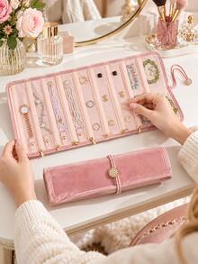 Women's Jewelry Storage Roll, Empty Bag Only, Portable Jewelry Storage Roll Bag, Travel Jewelry Box, Multi-Functional Necklace And Ring Storage Bag, Lightweight Tangle-Free Jewelry Storage, Essential Travel Jewelry Organizer - Multicolor - View 5